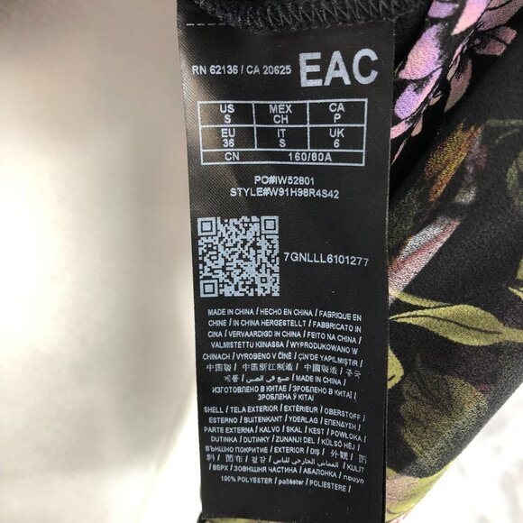 Guess Savina Floral Black coral chiffon off shoulder blouse SP - Picture 9 of 16